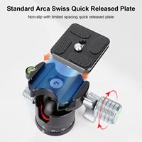 Adaptateur de montage de trépied à rotule en aluminium à profil bas HILIGHTS, panoramique à 360°, CNC, 28 mm, pour caméra vidéo DSLR, trépied, monopode