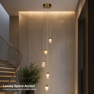 Modern <b>Crystal</b> <b>Chandelier</b> Natural <b>Crystal</b> Pendant Hanging Lighting for Villa Foyer & Corridor Factory Direct Custom Wholesale - Product Image 3