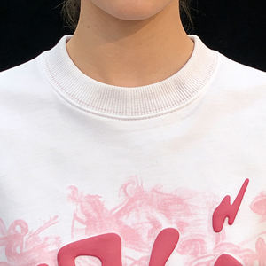 T-shirt unisexe ample et oversize pour femme en coton épais avec impression 3D en relief, motif personnalisé, tee-shirt uni, streetwear, épaules tombantes - Product Image 2