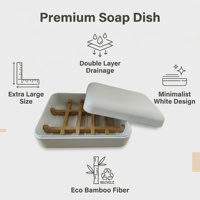 Support à Savon en Bambou Grande Taille Écologique avec Plateau de Drainage en Bambou pour Salle de Bain et Hôtel