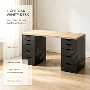 YIFAN Modern White /blue /oak <strong>Top</strong> Dressing Tables Vanity Table Lagkapten/Alex <strong>Desk</strong> with Big Storage Many <strong>Drawers</strong> Useful - Product Image 1