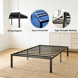 Easy Assembly Metal <strong>Bed</strong> With Noise Full Platform <strong>Bed</strong> Frame No Box Spring Needed Flat Pack Metal <strong>Bed</strong> <strong>Underbed</strong> Storage - Product Image 2