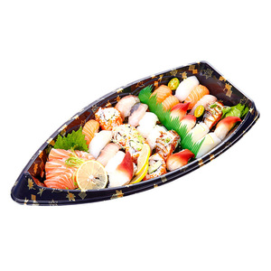 Bateaux de luxe écologiques personnalisés Boîte à sushi en plastique Rectangle circulaire carré Boîte d'emballage à emporter pour sushi de couleur noire Togo - Product Image 4