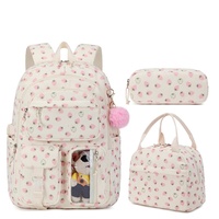 Nouveau sac à dos ultra-léger et résistant à l'usure, réduisant la charge, pour étudiantes, motif fraise mignon en velours côtelé, en polyester