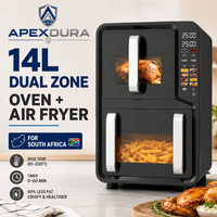Oven Penggorengan Udara Dual Zone 14L Kontrol Sentuh Digital Jendela Transparan 2800W 220V CE CB Pabrik OEM