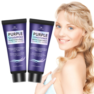 Shampooing et après-<span class=keywords><strong>shampoing</strong></span> violet tonifiant en laiton sans sulfate de marque privée pour cheveux blonds décolorés, argentés et bruns - Product Image 1