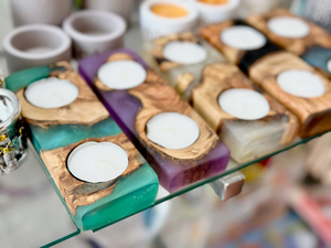 Handmade Olive Wood Resin Candle <strong>Holder</strong> Rustic <strong>Tealight</strong> <strong>Holder</strong> Home Decor Candle for Shabat Judaica Candle <strong>Holder</strong> - Product Image 2