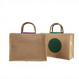 Jute Hand Length Handle Geometric Pattern <b>Tote</b> <b>Shopping</b> <b>Bag</b> Eco-Friendly Reusable with Customizable Color & Logo - Product Image 1