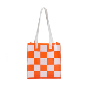 Bolsa de Compras de Vinilo a Cuadros, Bolsa de Playa Transparente de PVC, Moderna y Personalizable para Damas - Product Image 1