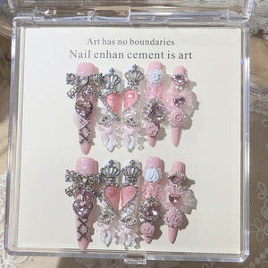 เปิดตัวสินค้าใหม่ เล็บปลอมสไตล์พังก์ Hello Kitty ลาย Y2K ประดับหมุด ดีไซน์ทรงสติลเลตโต้ ลายผีเสื้อ ติดง่าย - Product Image 2