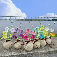 Fleurs au crochet faites à la main en pot, fleurs en fil coloré, décoration florale éternelle pour table, maison, bureau, cadeau, vente en gros