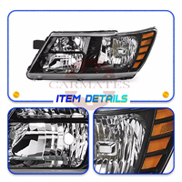 Feux avant noirs CH2503222 pour Dodge Journey 2009-2020, boîtier chromé, phares ambrés 5116288AA 5116288AB