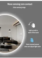 Espejo de Baño Semicircular Moderno para Hotel, Espejo LED Inteligente con Retroiluminación para Salón, Espejos de Baño de Media Luna con Luz