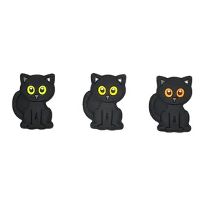 Wholesale cute black cat shape baby teething silicone animal beads 15mm bulk kit