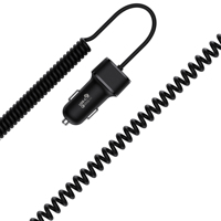 Chargeur de voiture USB double port 42W PD30W QC3.0 à charge rapide avec câble enroulé Lightning C94 intégré de 7 pieds DC12-24V pour voiture, camion, camping-car, bus