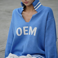 Pull-over élégant pour femme avec logo personnalisé, col en V, style décontracté, sexy, automne-hiver, manches longues, hauts décontractés
