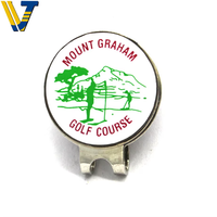 Cadeaux promotionnels, conception de logo, marqueur de balle de golf en métal argenté plaqué or, clip pour chapeau