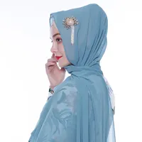 2022 Дубай abaya хиджаб шарф мусульманские шарфы для девушек Тяжелая шифоновая шаль Хиджаб с цветком