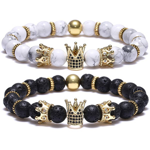 Imperial Crown Bead Bracelet King&amp;<strong>Queen</strong> Luxury Charm Couple Jewelry <strong>Gift</strong> for Women Men - Product Image 5