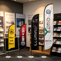 Support de bannière publicitaire personnalisé pour stand de salon professionnel, drapeau publicitaire en forme de goutte d'eau, drapeau plume de plage promotionnel
