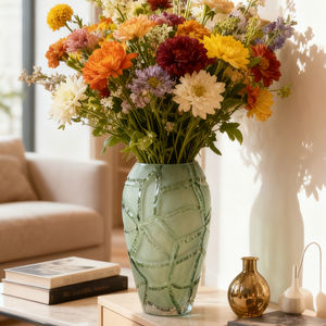 Jarrón de Vidrio de Lujo Hecho a Mano, Verde Mate, Minimalista, Moderno, Decoración del Hogar, Recipiente Floral, Calidad Resistente, Hermético, para Mesa de Sala de Estar - Product Image 4