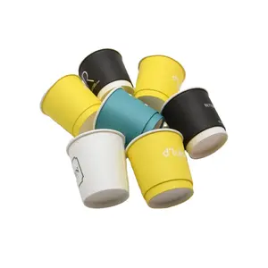 Chic Reutilizable Certificado Color Amarillo 12/14/16/20oz Vasos de Papel de Doble Pared con Tapas para Limonada, Arnold Palmer y Té Helado
