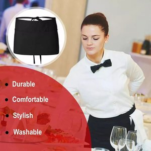 Noir demi-taille taille tablier Bar Bistro serveur serveuse <span class=keywords><strong>café</strong></span> <span class=keywords><strong>Pub</strong></span> Restaurant 3 poches - Product Image 3