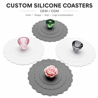 Couvercle et sous-verre en silicone personnalisés OEM avec poignée décorative pour les cafés, les tables à thé à domicile et les cadeaux promotionnels