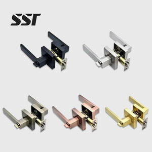 Manija de puerta negra cuadrada de tres barras para paso, privacidad, entrada, interior, dormitorio, habitación, baño - Product Image 3