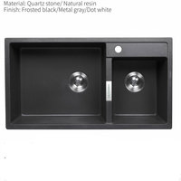 Évier en acier inoxydable à double bac, évier noir à bacs égaux, évier de cuisine en quartz granit