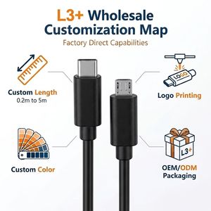 Cable de Carga Rápida LUNGKAY Personalizado USB 2.0 Tipo C a Micro B de 5 Pines y 2 m con Sincronización de Datos para Computadora, Auriculares y Teléfono Móvil Android - Product Image 2