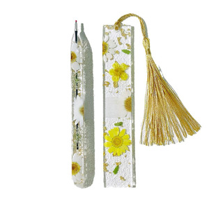 Handmade Dried Flower <strong>Resin</strong> Bookmarks and Pen Personalized Shimmer <strong>Resin</strong> <strong>Gift</strong> for Student Teacher - Product Image 2