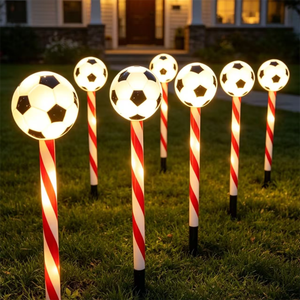 Football Pentagram Santa Clauses Star Candy Canes Shape Pathway Lights <strong>Garden</strong> Use Solar Football Decoration Light up - Product Image 5