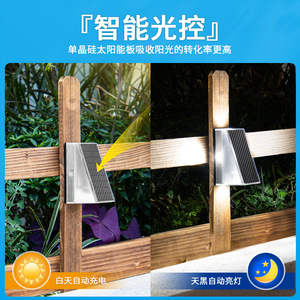 <b>Solar</b> Wall Lamp Square Polycarbonate Diffuser 12V LED Outdoor <b>Lighting</b> For Garden Fence Decor - Product Image 3