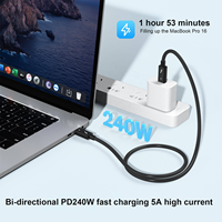 Câble coaxial Thunderbolt 4 40 Gbps, 1 m, vidéo 8K60Hz, charge rapide 6A, compatible avec les banques d'alimentation USB-C