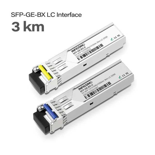Fully-compatible 1.25G SFP BIDI 1310nm/1550nm 3km LC DDM Simplex Fiber Optic Transceivers Module