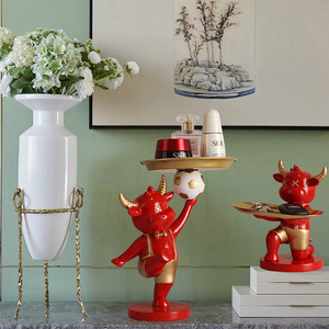 ถาดตกแต่งรูปวัวสุดสร้างสรรค์ สำหรับเก็บเครื่องสำอาง ของตกแต่งบ้าน ดีไซน์ร่วมสมัย ทำจากเรซินสังเคราะห์ ลายสัตว์ รูปทรงไม่สมมาตร - Product Image 2