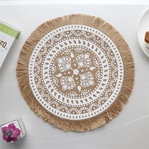 <span class=keywords><strong>Tapis</strong></span> <span class=keywords><strong>de</strong></span> salle à manger <span class=keywords><strong>de</strong></span> <span class=keywords><strong>cuisine</strong></span>, <span class=keywords><strong>tapis</strong></span> <span class=keywords><strong>de</strong></span> Table rond <span class=keywords><strong>en</strong></span> <span class=keywords><strong>Jute</strong></span> imprimé <span class=keywords><strong>en</strong></span> soie imperméable avec pompons - Product Image 3