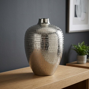 Florero decorativo de metal y plata, jarrón de Decoración de mesa, 25 cm - Product Image 3
