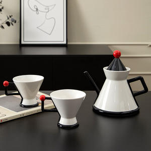 Service à thé en céramique de luxe léger et simple, coffret cadeau, pour la maison, avec cafetière et tasses au design élégant - Product Image 3
