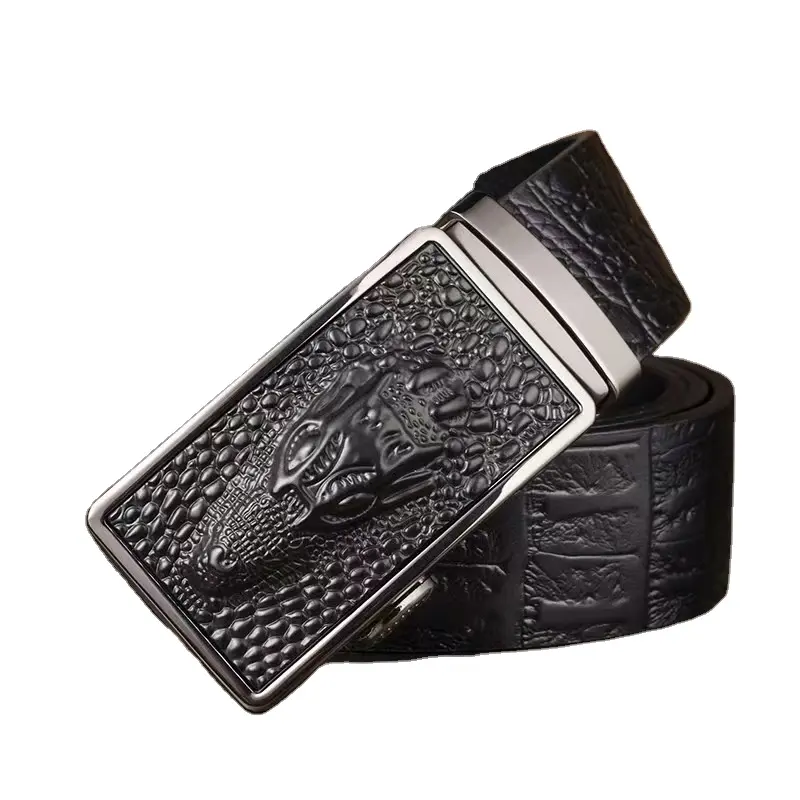Manufacturer's Spot Leather Crocodile Belt Head Layer Cow Leather Automatic Buckle Belt Business Manufacturer Wholesale For Men