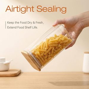 Customizable <b>Kitchen</b> <b>Storage</b> Clear square Borosilicate Glass Spice <b>Storage</b> Container <b>Jar</b> With Bamboo Lids - Product Image 5
