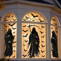 Autocollants de fenêtre d'Halloween très populaires : chauve-souris, citrouille, grim Reaper, sorcière, fantôme – PVC statique pour décoration de vitres domestiques