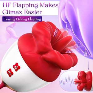 Vibrador de silicona de grado médico impermeable con 10 modos de vibración para mujer, con lengua grande para lamer pezones, clítoris y senos, y función de empuje anal. - Product Image 3