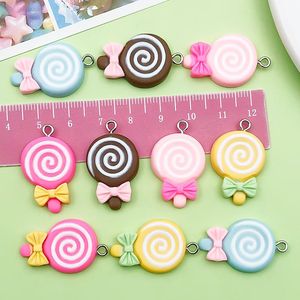 Colorful Resin Lollipop Pendant Charms With <b>Bow</b> For DIY Jewelry Accessories Unisex Gift Fashion Pendants - Product Image 3