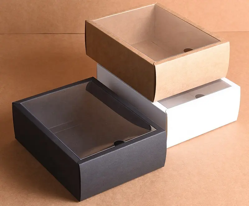 Gift rectangular delicate transparent PVC packaging custom paper box