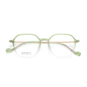 Montures de lunettes octogonales dégradées vert-blanc bicolores M8171 en titane IP, monture complète unisexe en acrylique transparent - Product Image 1