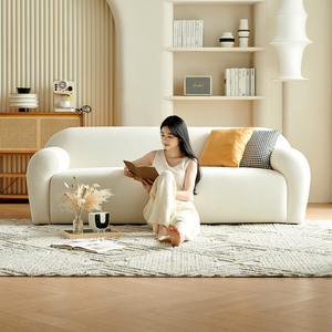 Set Divano Doppio Stile Crema per Piccoli Appartamenti, per Camera da Letto Femminile, Salone di Bellezza o Negozio di Abbigliamento - Lamb - Product Image 2