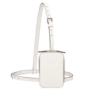 Bolso cruzado de cuero sintético para hombre, bandolera de cuero sintético con logotipo personalizado, color blanco - Product Image 2