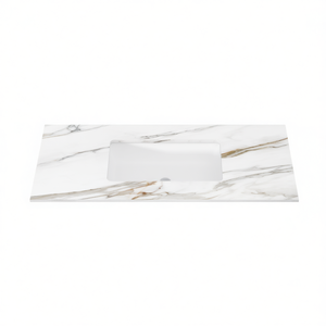 Encimera de mármol para baño de 43 pulgadas, color Carrara blanco con vetas, lavabo rectangular bajo encimera. - Product Image 1